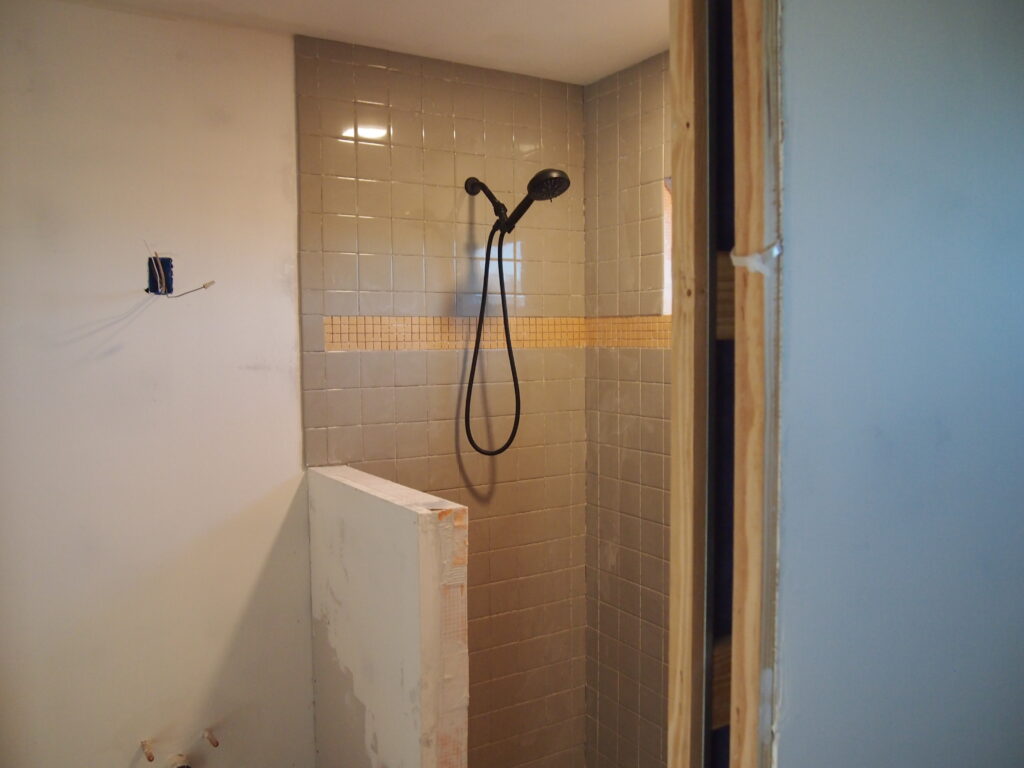 photo of partially finished shower